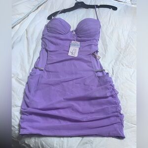 NWT OH POLLY PURPLE  CUT OUT DRESS
